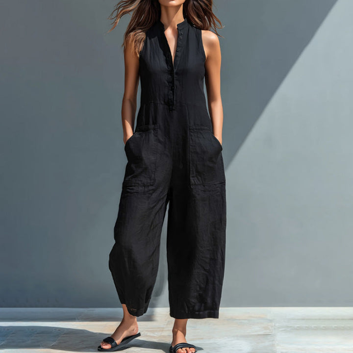 Julia | Casual loose sleeveless wide-leg jumpsuit