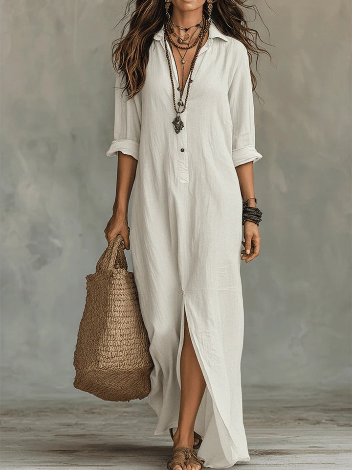 Alessia | Soft Black Buttoned Maxi Dress