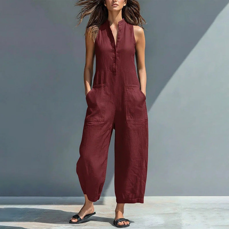 Julia | Casual loose sleeveless wide-leg jumpsuit