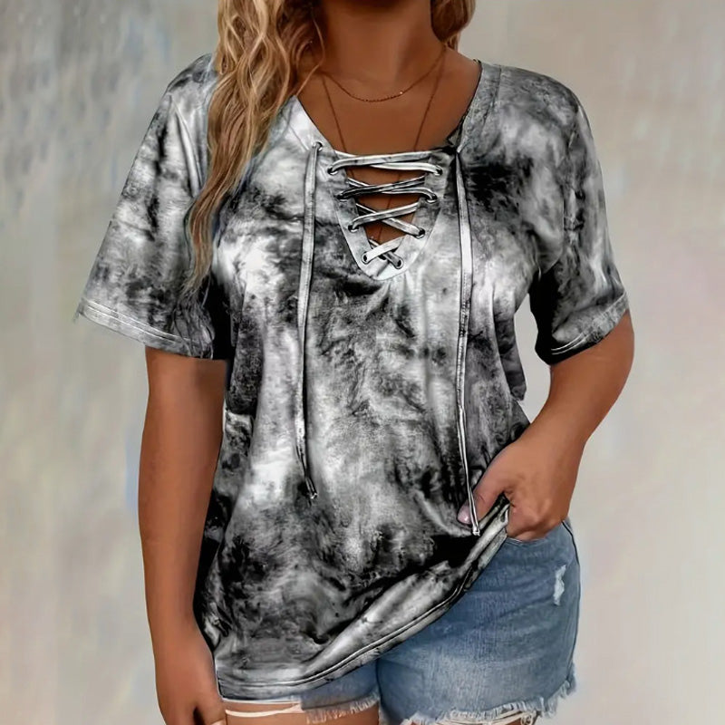 Maya | Loose Tie-Dye Top with Tie