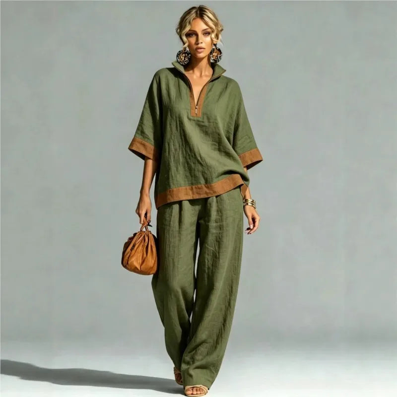 Isa | Women's Vintage Linen-Look Co-ord Set