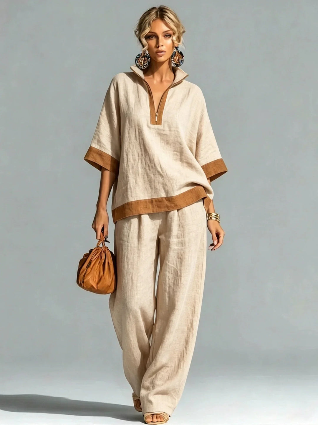 Isa | Women's Vintage Linen-Look Co-ord Set