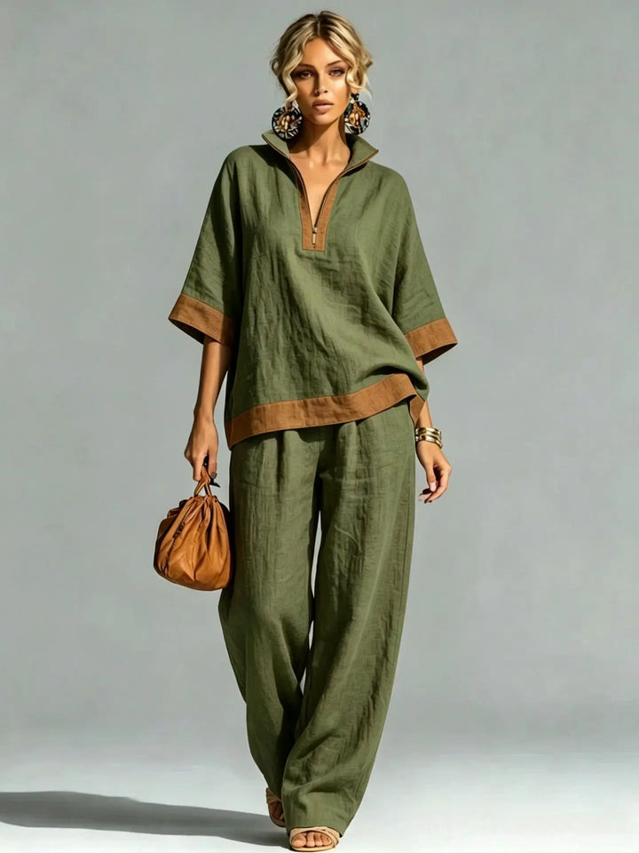 Isa | Women's Vintage Linen-Look Co-ord Set