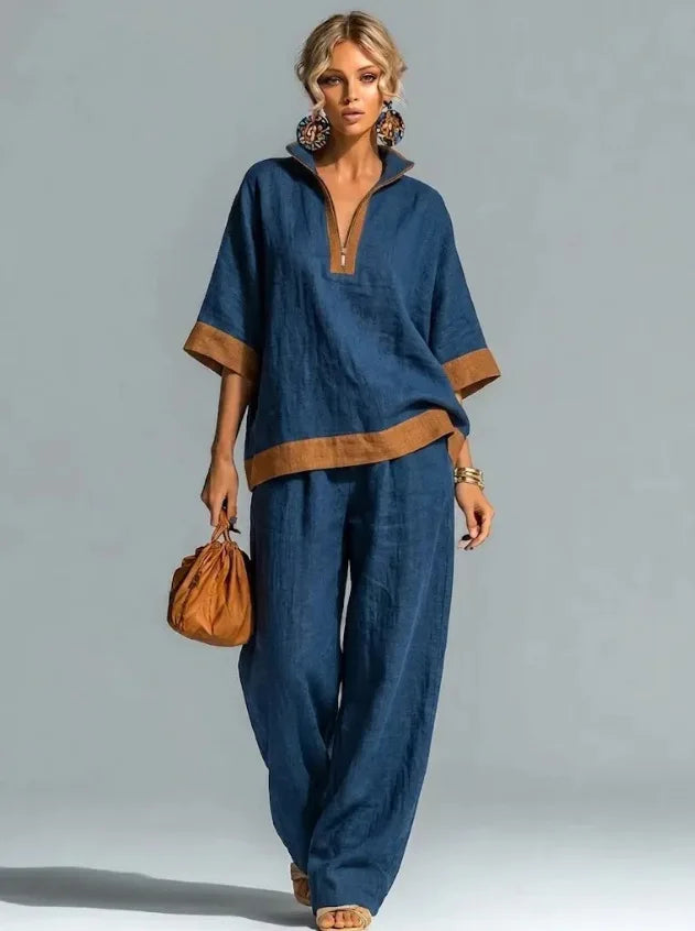 Isa | Women's Vintage Linen-Look Co-ord Set