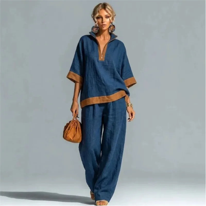 Isa | Women's Vintage Linen-Look Co-ord Set