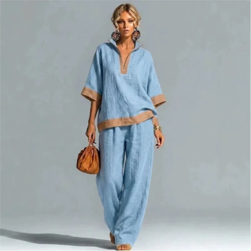 Isa | Women's Vintage Linen-Look Co-ord Set