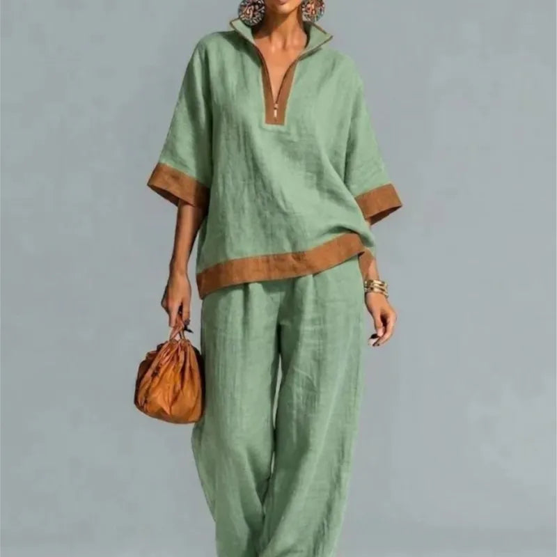 Isa | Women's Vintage Linen-Look Co-ord Set