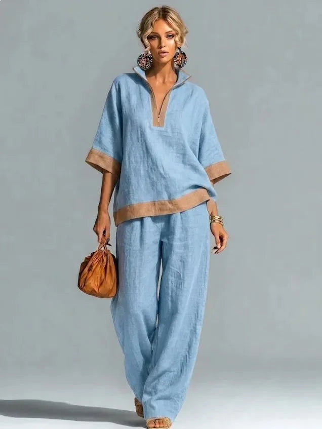 Isa | Women's Vintage Linen-Look Co-ord Set