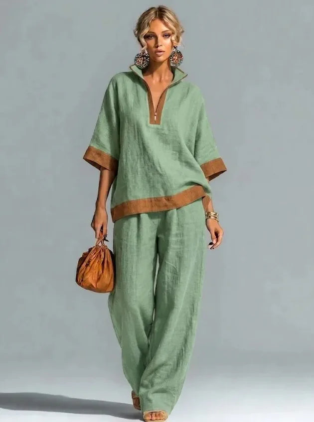 Isa | Women's Vintage Linen-Look Co-ord Set