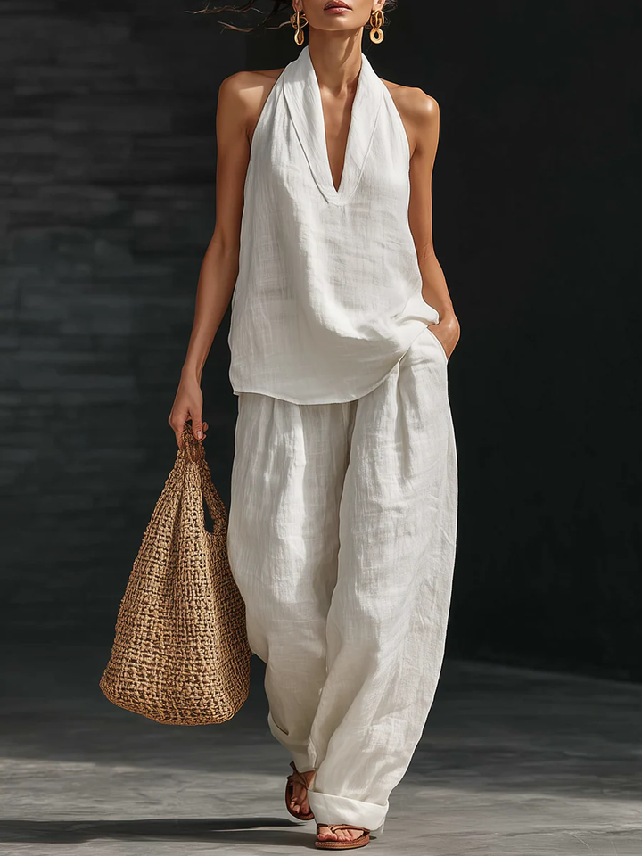 Carlotta | Elegant Sleeveless Set with Wide-Leg Trousers