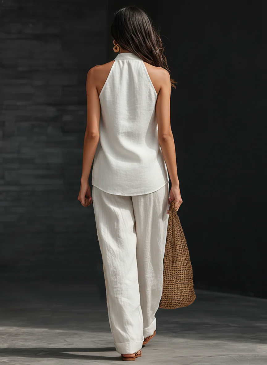 Carlotta | Elegant Sleeveless Set with Wide-Leg Trousers