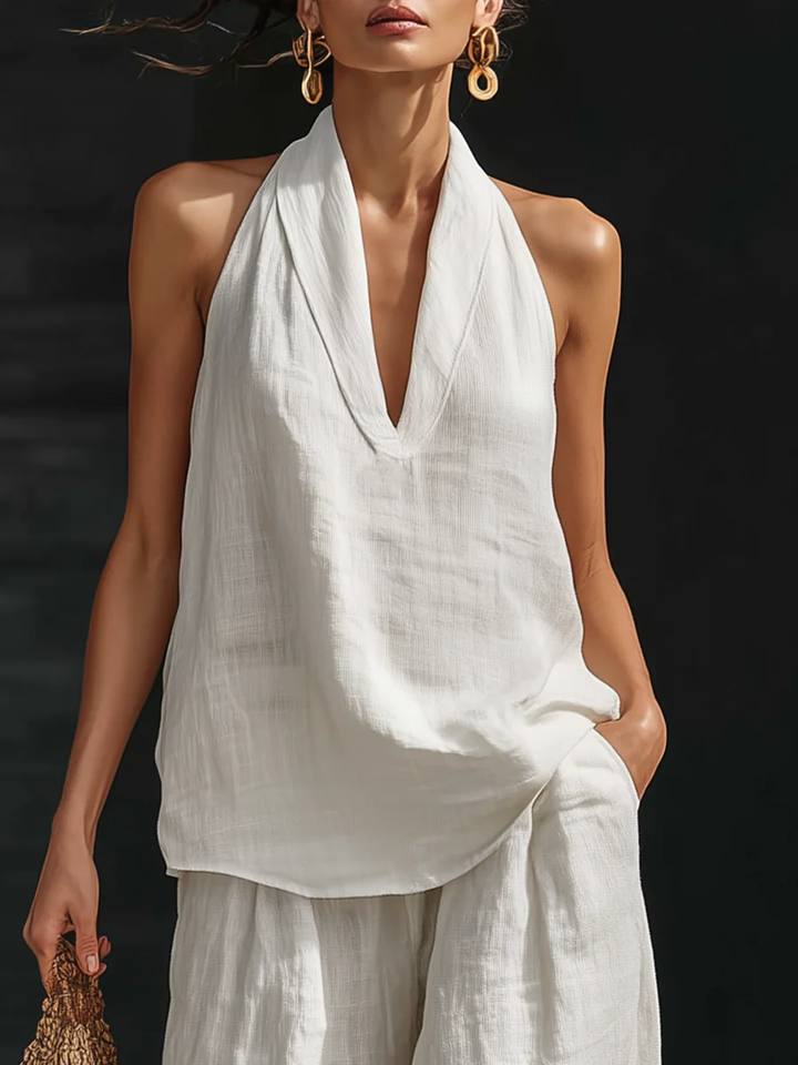 Carlotta | Elegant Sleeveless Set with Wide-Leg Trousers