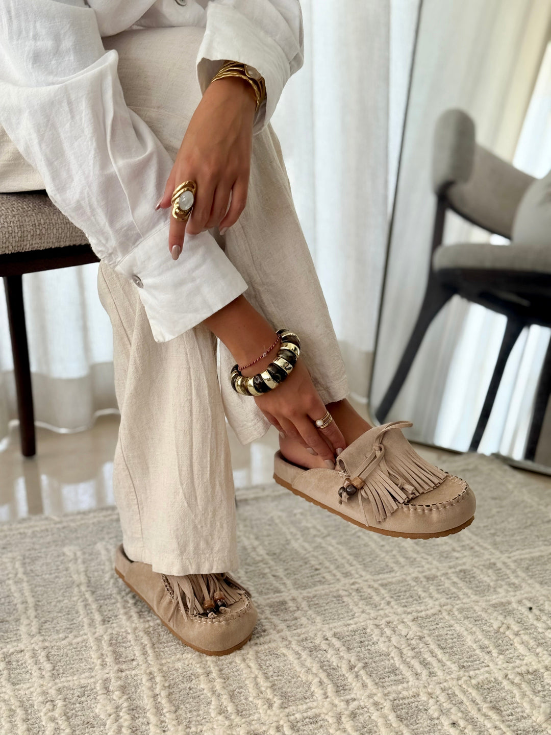 Sabrina | Suede Taupe Mules