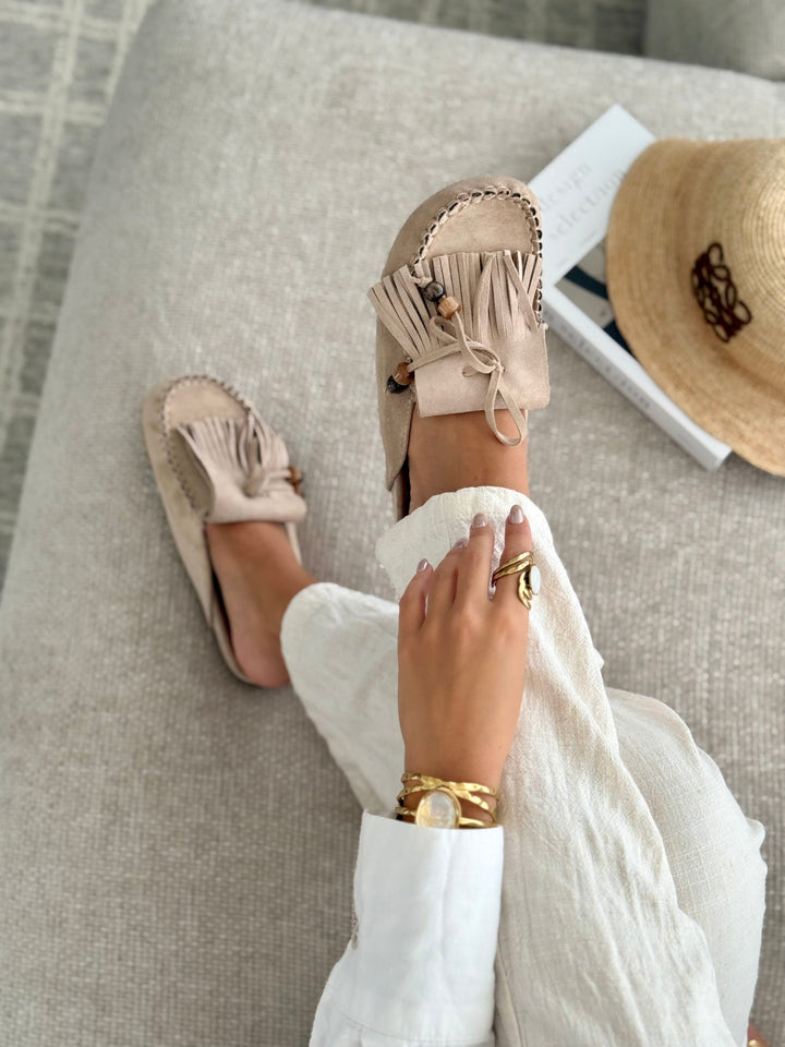 Sabrina | Suede Taupe Mules