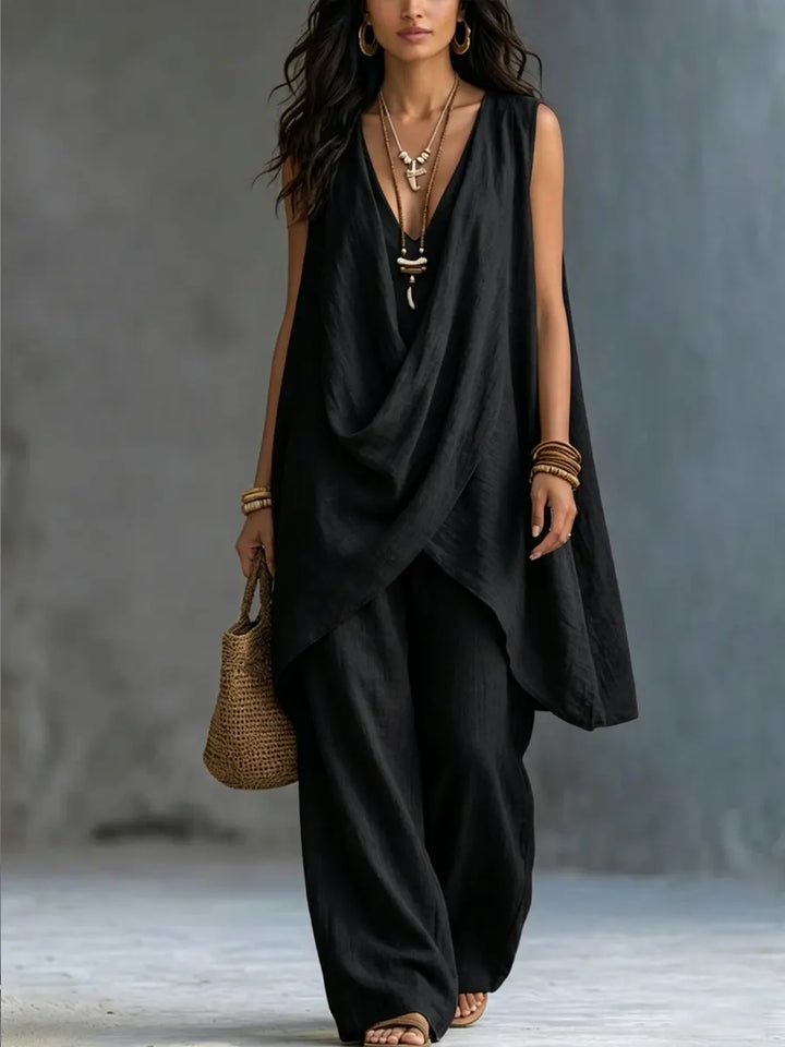 Kelly | Women's Bohemian Style Loose Cotton And Linen Set