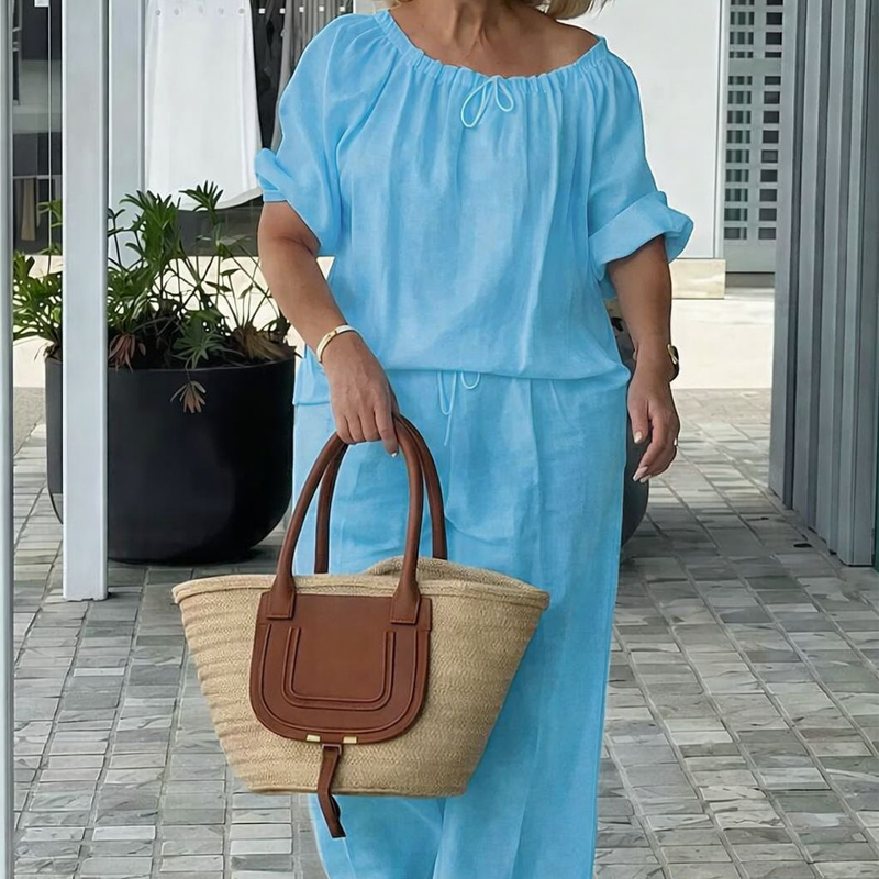 Rablaisie | Drawstring Top & Pants 2-Piece Set